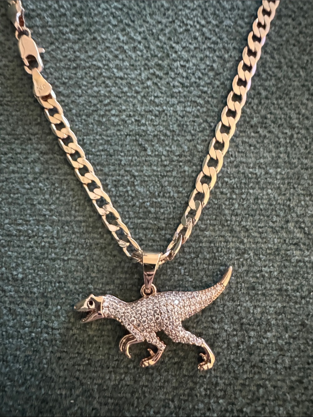 Silver Dinosaur Pendant Necklace - Pets Reptile Accessory